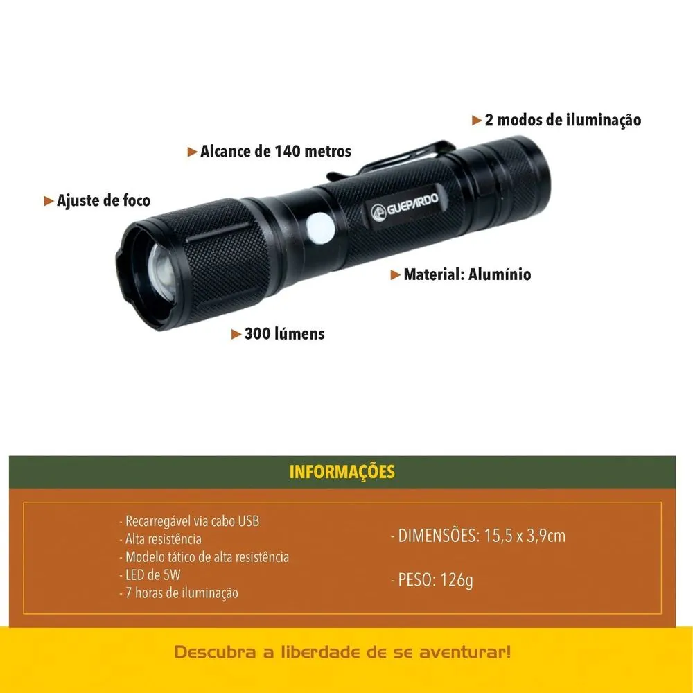 Lanterna recarregável Guepardo Attack de 140 lúmens - Imagem 6